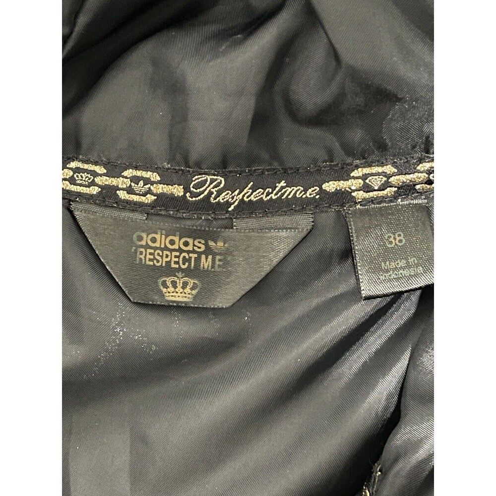 Adidas Respect M.E. Missy Elliott Black Gold Herringbone Toggle Jacket Hooded 38 - Picture 7 of 13